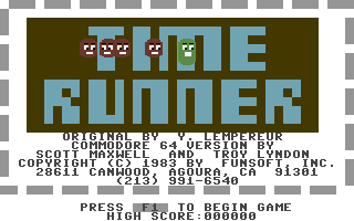 Time Runner (Commodore 64) screenshot: Title screen