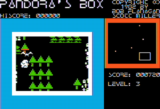Pandora's Box (Apple II) screenshot: Being Carried Off by a Bat