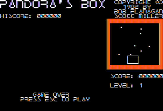 Pandora's Box (Apple II) screenshot: Game Over