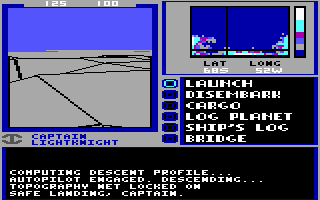 Starflight (DOS) screenshot: We've landed successfully on this ice-covered planet. (EGA/Tandy)