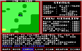 Starflight (DOS) screenshot: Found a message in ruins on a planet. (EGA/Tandy)
