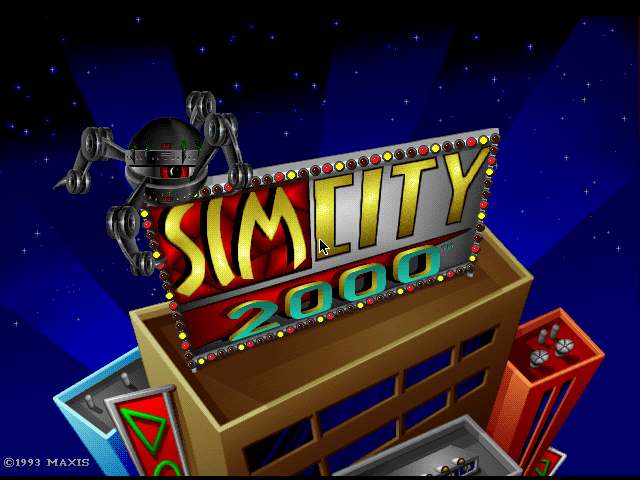 SimCity 2000: CD Collection (DOS) screenshot: This title screen follows the MAXIS company logo