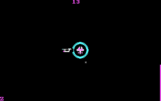 Space Spirals (DOS) screenshot: Level completed, the refueling ship docks with the space station