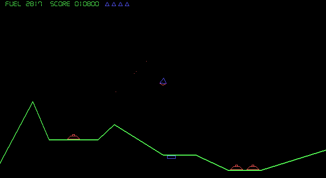Graviton (DOS) screenshot: More turrets and fuel dumps