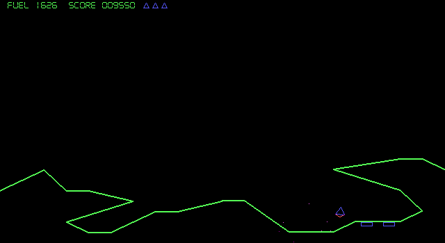Graviton (DOS) screenshot: That cliff makes this planet a little more tricky