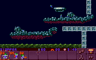 Lemmings 2: The Tribes (DOS) screenshot: Cave Lemmings.
