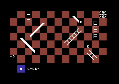 Bonzo! (Commodore 64) screenshot: So close to victory and hit a chute.