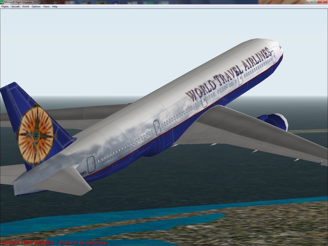 Microsoft Flight Simulator 2000: Professional Edition (Windows) screenshot: The 777-300 in flight