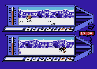 Spy vs. Spy III: Arctic Antics (Atari 8-bit) screenshot: Collecting some useful items?