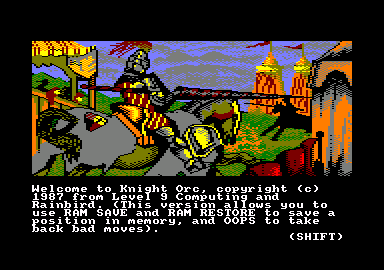 Knight Orc (Amstrad CPC) screenshot: Welcome message