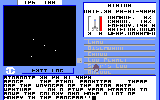 Starflight (Amiga) screenshot: Making an entry in the ship's log.