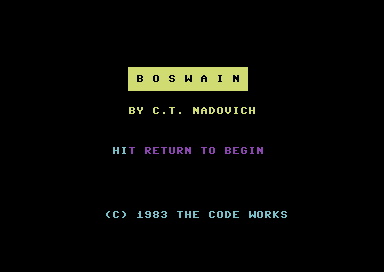 Boswain (Commodore 64) screenshot: Title screen.