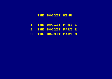 The Boggit: Bored Too (Amstrad CPC) screenshot: Select what part to load.