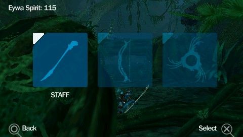James Cameron's Avatar: The Game (PSP) screenshot: Upgrade menu