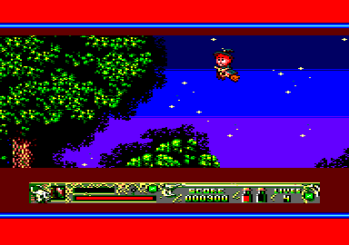 Super Cauldron (Amstrad CPC) screenshot: You can fly! Just think a happy thought!