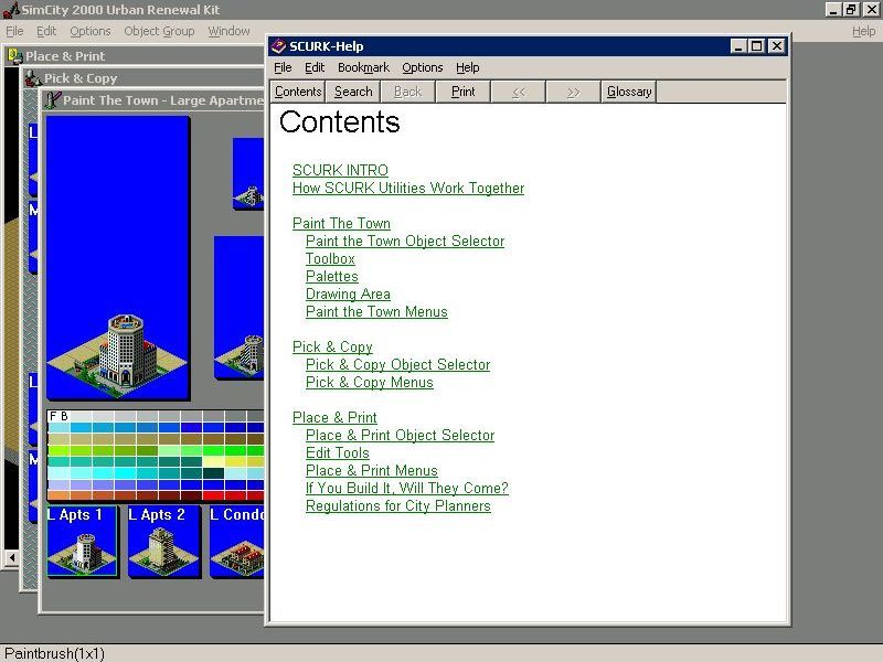 SimCity 2000: CD Collection (Windows) screenshot: The Windows Urban renewal Kit gets an updated help function