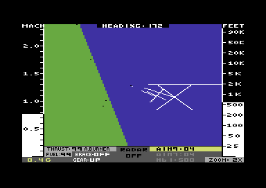 Jet (Commodore 64) screenshot: Firing missiles.