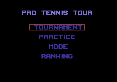 Pro Tennis Tour (Commodore 64) screenshot: Option screen.