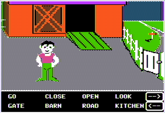 Jack and the Beanstalk (Apple II) screenshot: In the Courtyard