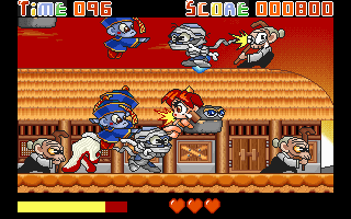 Dokkaebi-ga Ganda (DOS) screenshot: An interesting feudal town-themed stage