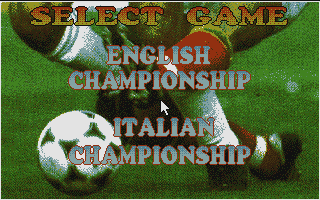 Soccer Team Manager (DOS) screenshot: Choosing English or Italian Championship.
