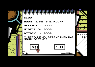 World Soccer (Commodore 64) screenshot: The scout.