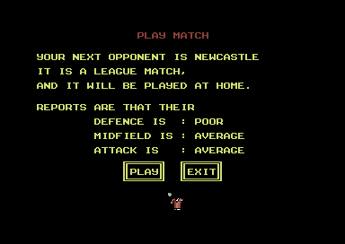 World Soccer (Commodore 64) screenshot: The next game.