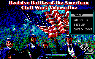 Decisive Battles of the American Civil War, Volume One (DOS) screenshot: Title Screen and Main Menu (EGA)