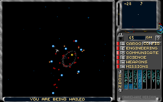 Solar Winds: The Escape (DOS) screenshot: Unfortunately, even with sensors power maxed out, there are no names next to the planets...