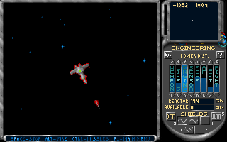 Solar Winds: The Escape (DOS) screenshot: Energy and shield distribution - this is what sets this game apart from ordinary 2D shooters