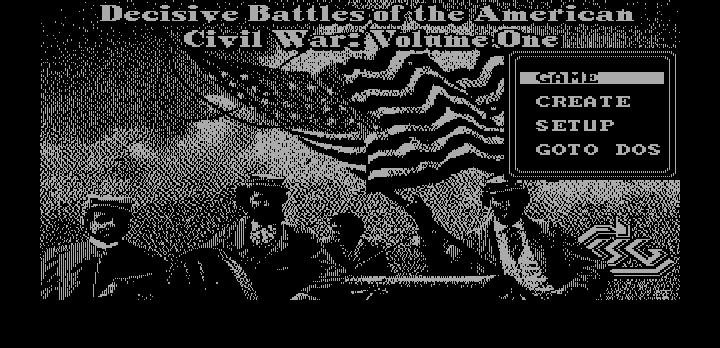 Decisive Battles of the American Civil War, Volume One (DOS) screenshot: Title Screen and Main Menu (Hercules)