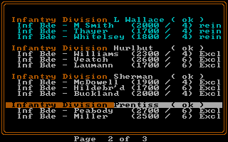 Decisive Battles of the American Civil War, Volume One (DOS) screenshot: Roster (Tandy)