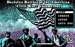 Decisive Battles of the American Civil War, Volume One (DOS) screenshot: Title Screen and Main Menu (CGA)