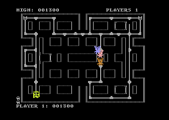 Mouskattack (Atari 8-bit) screenshot: Laying Pipe
