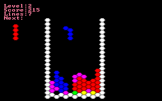Hextris (DOS) screenshot: Game play level 2.