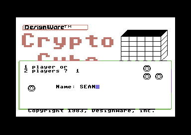 Crypto Cube (Commodore 64) screenshot: Enter name.
