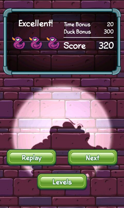 Where's My Water? (Android) screenshot: Excellent! (Cranky style)