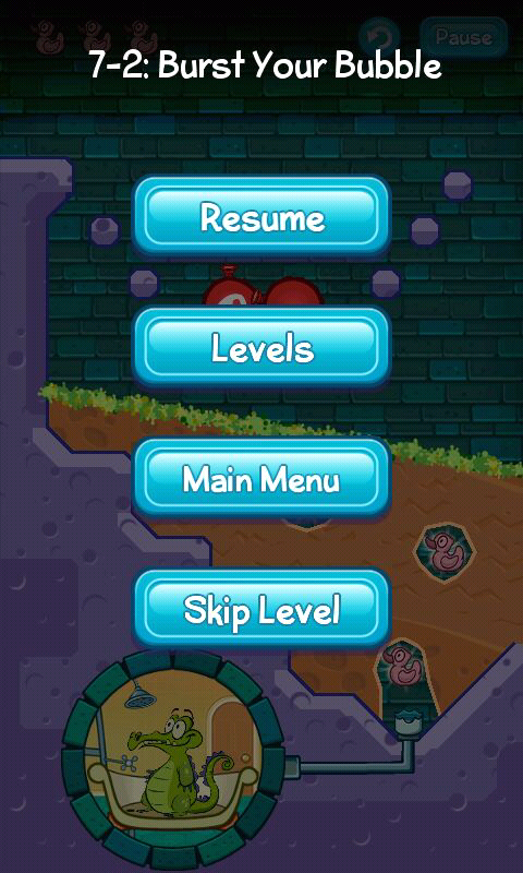 Where's My Water? (Android) screenshot: In-game menu