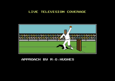 World Cricket (Commodore 64) screenshot: A decisive moment.