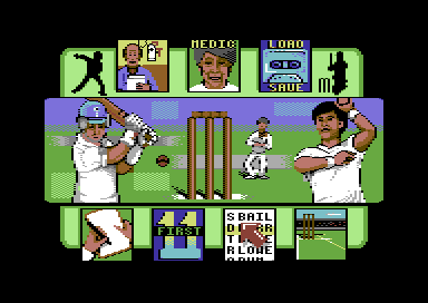 World Cricket (Commodore 64) screenshot: Menu screen.