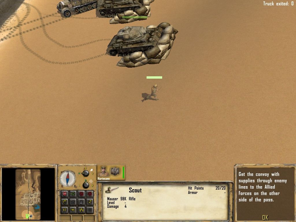 Desert Rats vs. Afrika Korps (Windows) screenshot: My scout's line of sight makes it easier to see further