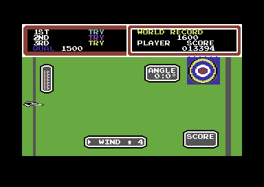 Hyper Sports (Commodore 64) screenshot: Archery.