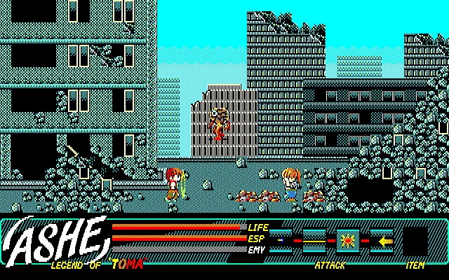 Ashe (PC-88) screenshot: The girl is calling for help...