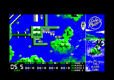 Jet Bike Simulator (Amstrad CPC) screenshot: Racing action.