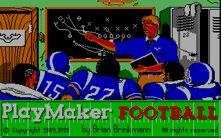 PlayMaker Football (DOS) screenshot: Title (Tandy)