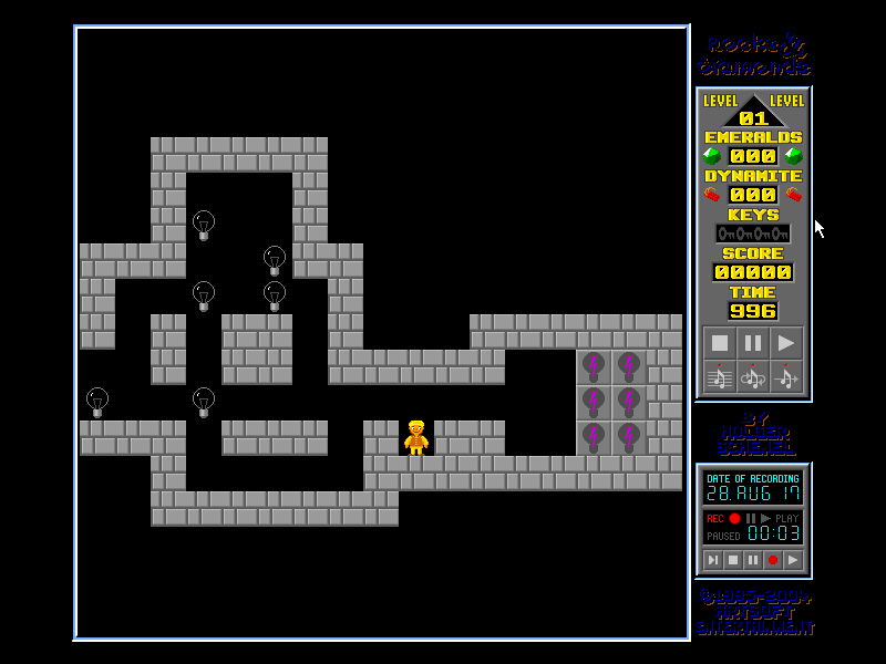 Rocks 'n' Diamonds (DOS) screenshot: Sokoban mode