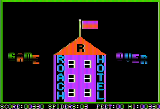 Roach Hotel (Apple II) screenshot: Game Over