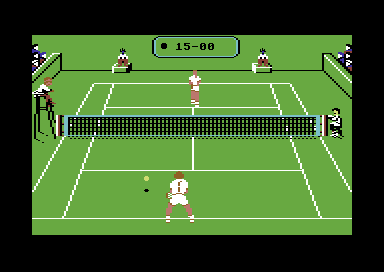 Pro Tennis Tour (Commodore 64) screenshot: Return the shot.