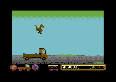 Kangarudy II: The Adventure Continues... (Commodore 64) screenshot: Get him to Australia.
