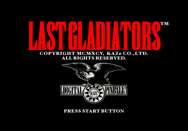 Digital Pinball: Last Gladiators (SEGA Saturn) screenshot: Title screen.